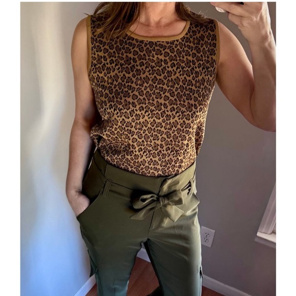 Misook leopard print sleeveless knit top size large - Picture 1 of 14